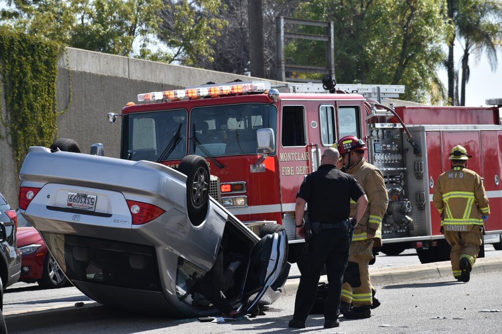 accident, car, firetruck